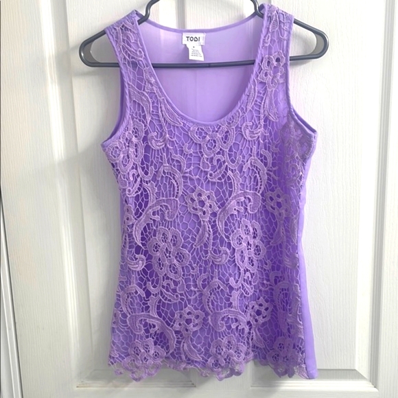 Tobi Tops - Tobi Purple Lace Sleeveless Tank Top
